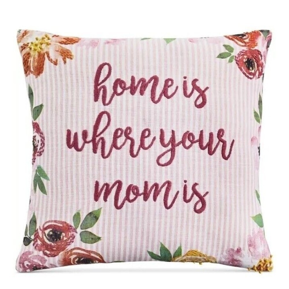 Lacourte 20″ x 20″ Home is Where Mom Is Decorative Pillow, Multi